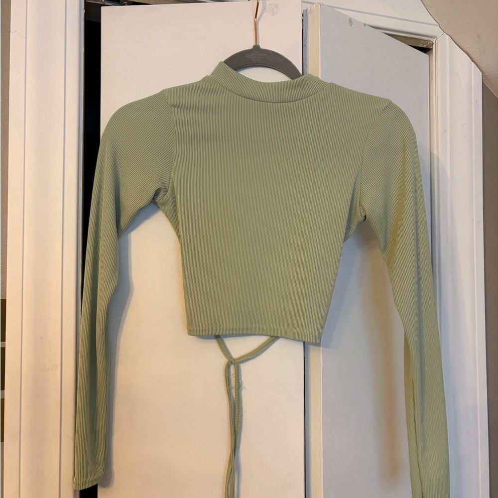 Nasty Gal Light Green Ribbed Crop Top